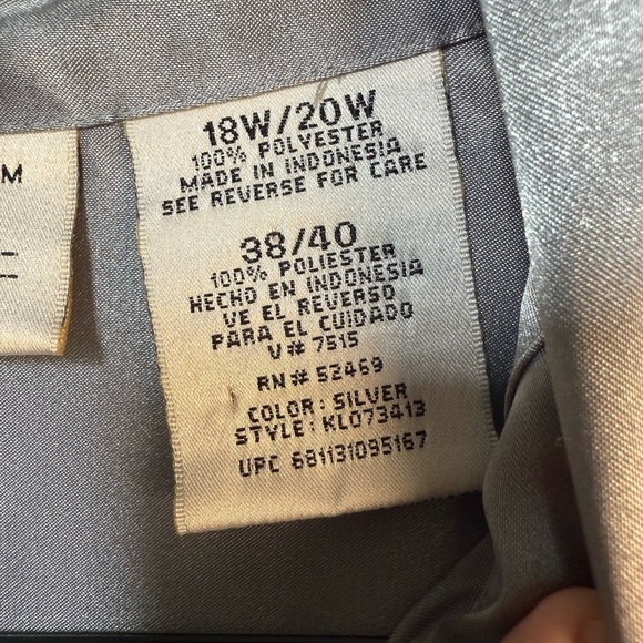 Kathie Lee Woman blouse, shiny silver fabric, long sleeve, Size 18W/20W 38/40 - Picture 4 of 7